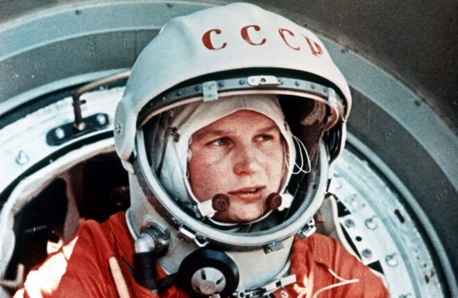 Valentina Tereshkova, a primeira mulher a chegar ao espaço, em 1963. 