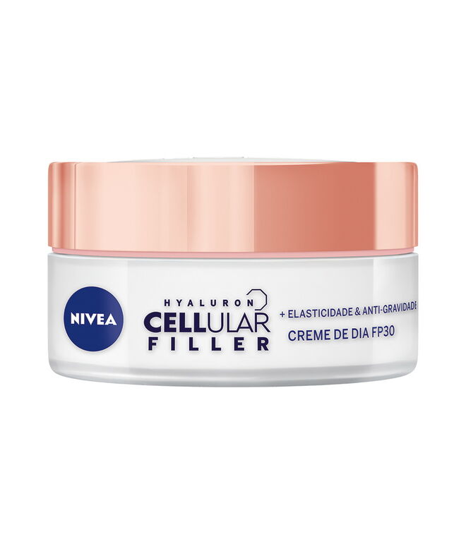 Creme de Dia FP30 Hyaluron Cellular Filler + Elasticidade & Anti-Gravidade, €19,99, Nivea. Para as peles a partir dos 55 anos, renova a elasticidade e a firmeza, mantendo a hidratação. 