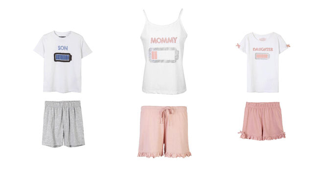 Pijamas infantis, €9,99 cada, pijama mãe, €12,99, MO, em www.mo-online.com