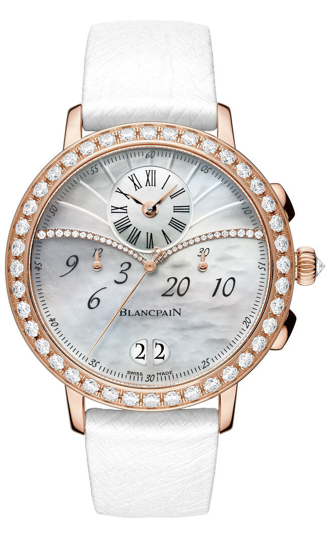 Relógio Cronógrafo Flyback ouro rosa e diamantes, €41940, Blancpain, na Boutique dos Relógios