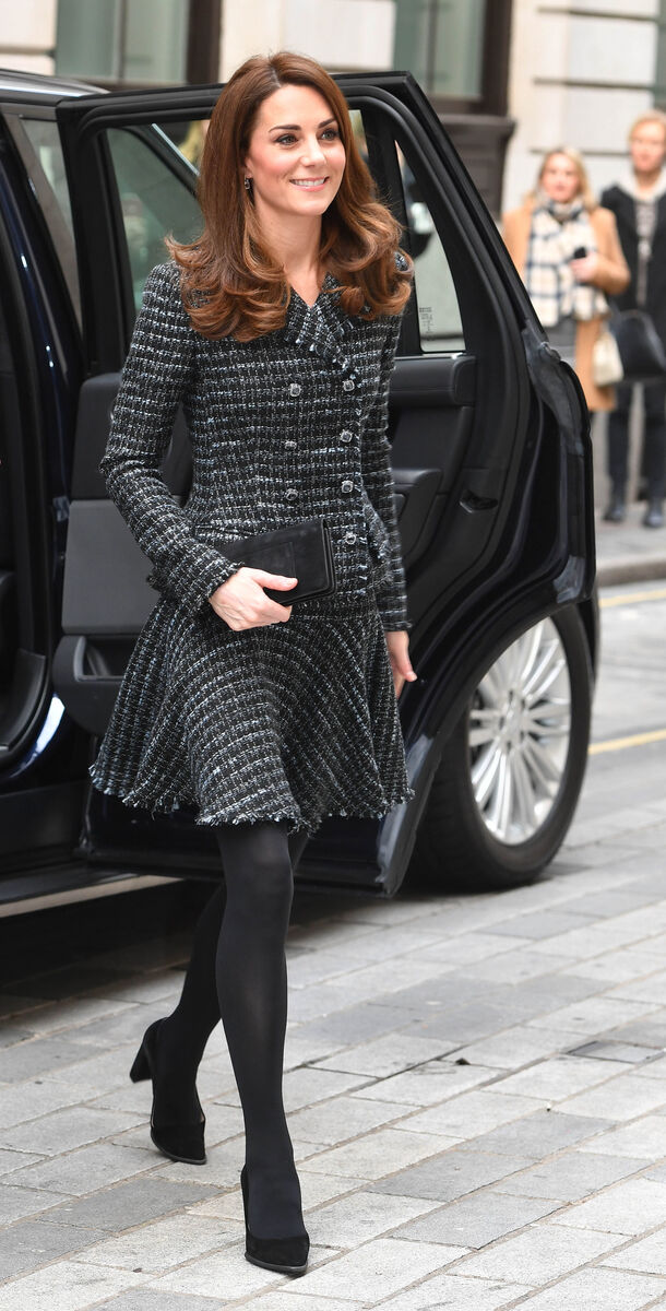 A duquesa de Cambridge em Mercer's Hall para a conferência Royal Foundation's Mental Health in Education, a 13 de fevereiro de 2019.