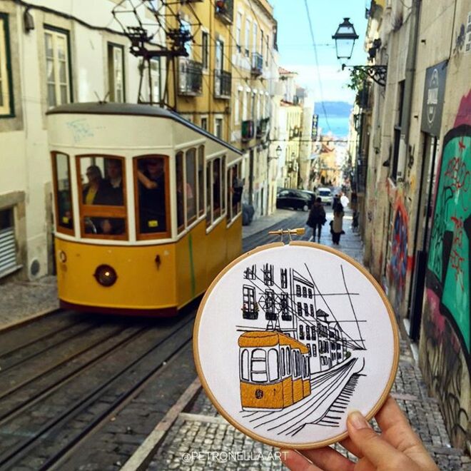 Um bordado dos elétricos Lisboetas