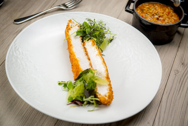 Filetes de pescada com arroz de caldeirada