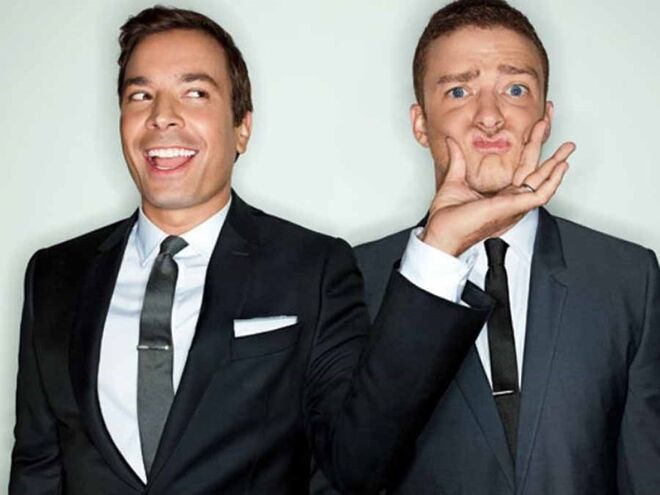 Jimmy Fallon & Justin Timberlake | O comediante e o cantor demonstraram ser muito próximos quando nos anos 2000 participaram num sktech de 'Saturday Night Live' que se tornou viral, e a partir daí Timberlake é uma presença querida e assídua no programa de Fallon, 'Late Nights with Jimmy Fallon'