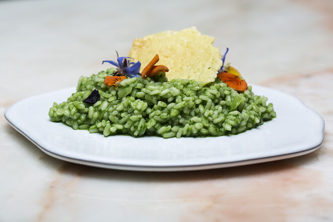 Arroz malandro de grelos e queijo de São Jorge