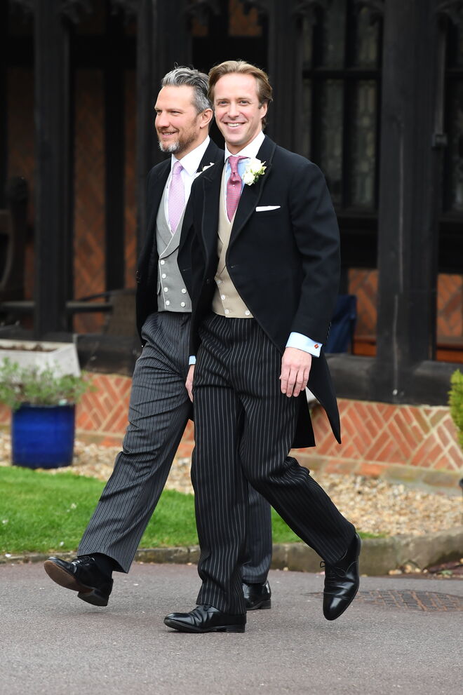 O noivo Thomas Kingston chega à capela de São Jorge, no Castelo de Windsor