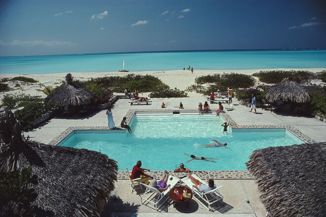 Piscina do Clube Meridian de Ginny e Bill Cowles, nas ilhas de Caicos, 1981 