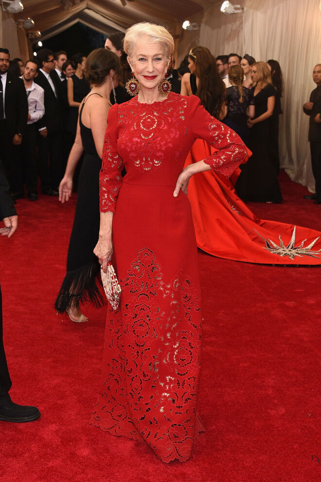 Helen Mirren na gala do Met em 2015