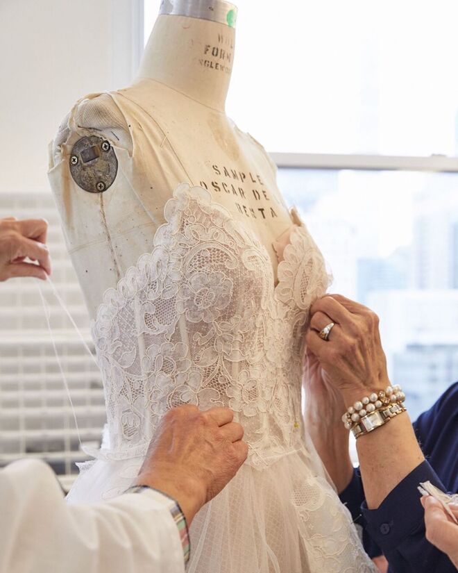 Detalhe do vestido Oscar de la Renta customizado de Caroline Wozniacki 