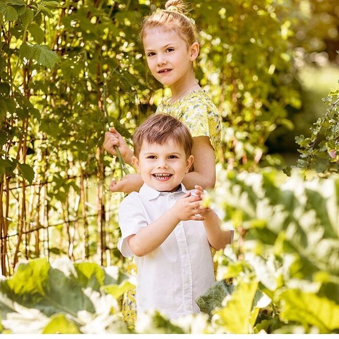 Irmãos príncipe Oscar e princesa Estelle.
