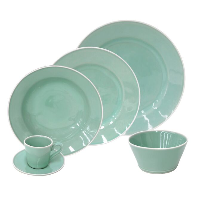 Serviço de jantar Astoria 36 peças (6 pratos de jantar + 6 pratos de sopa + 6 pratos de sobremesa + 6 taças + 6 chávenas de café + 6 pires), agora €137,50, Costa Nova