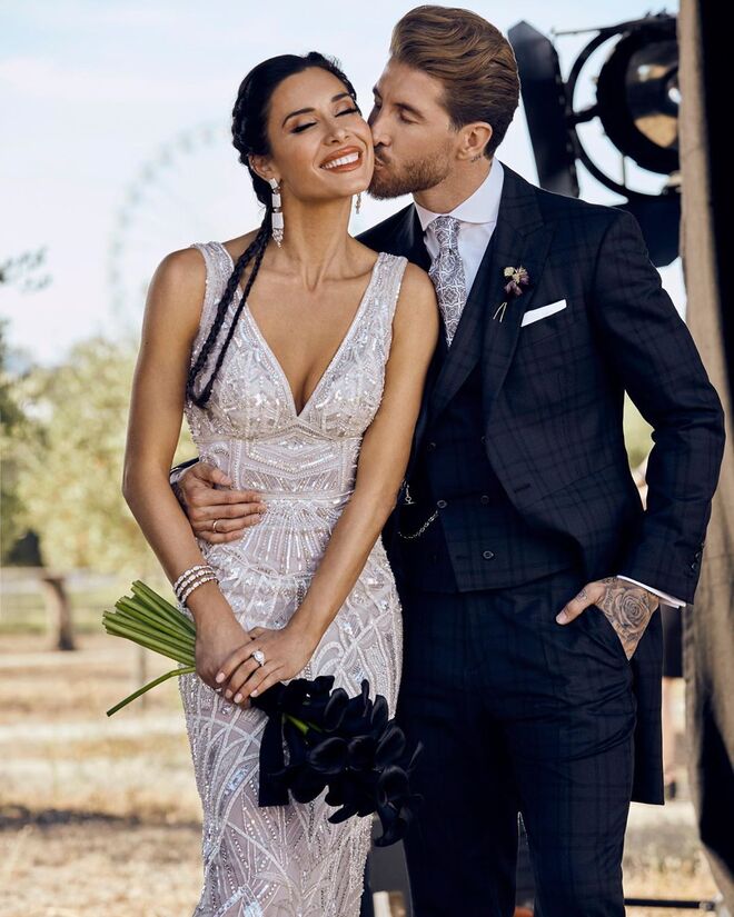 Sergio Ramos e Pilar Rubio em Sevilha, Espanha, a 15 de junho de 2019