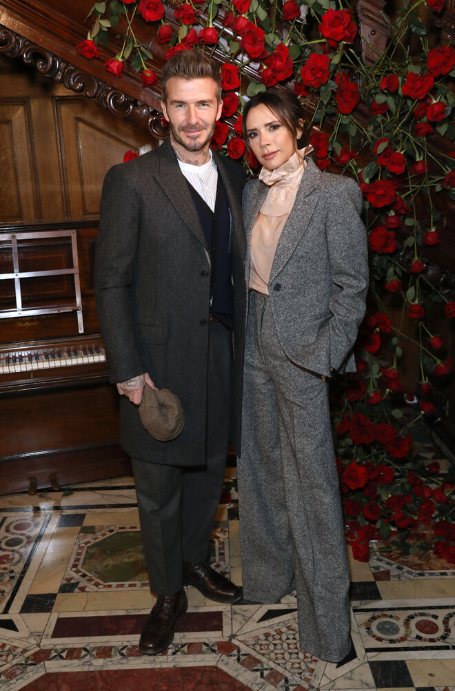 David e Victoria Beckham na Semana de Moda masculina em Londres, a 6 de janeiro de 2019