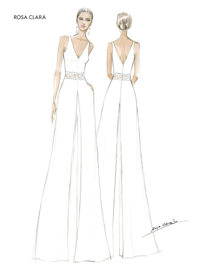 O sketch do macacão desenhado pela Rosa Clará