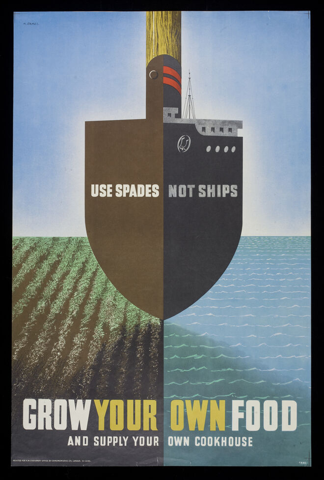 Use Spades Not Ships, poster by Abram Games, 1941-45. 
