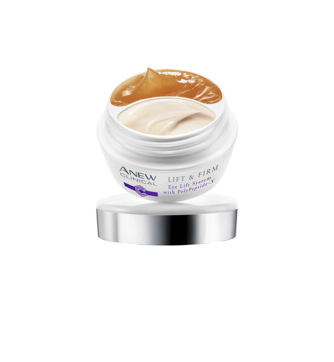 Este 2 em 1 de revitalização proporciona um lift instantâneo e uma pele mais jovem. Enquanto o gel dá a firmeza necessária, o creme promete hidratar profundamente. ANEW Clinical Lift & Firm Sistema Dual para Olhos, 2 x 10 ml, €21, Avon