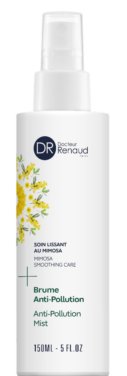 Esta água de tratamento é enriquecida com Extrato de Mimosa Orgânico. Estimula e aumenta a oxigenação celular, protege a pele contra o stress oxidativo e previne contra a os efeitos nocivos da luz azul. Bruma antipoluição, 150 ml, €24,95, Dr. Renaud, na Douglas