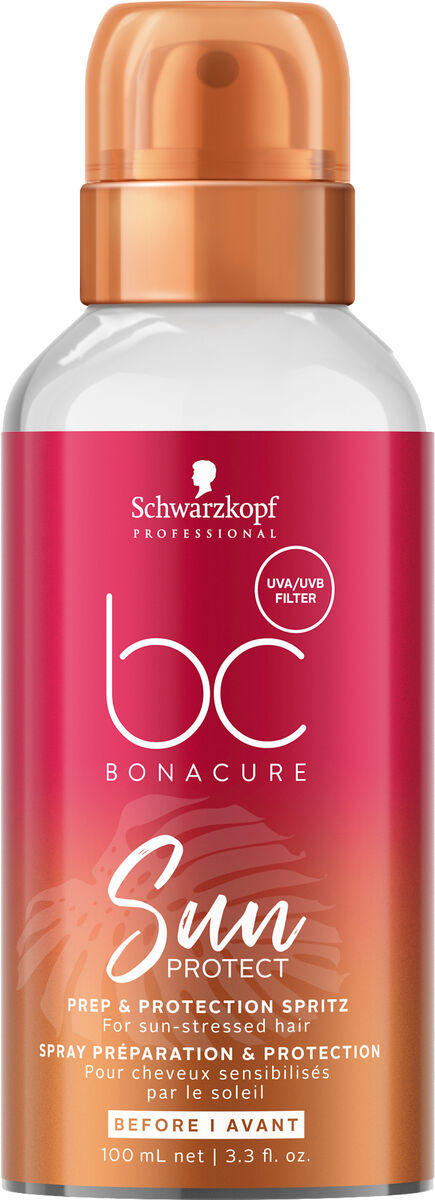 A nova e atualizada gama BC Sun Protect ajuda a proteger o cabelo dos danos causados pelos raios UV, previne a descoloração, limpa o sal marinho ou as impurezas químicas e revitaliza o cabelo stressado pelo sol. A gama foi melhorada com Óleo de Buriti e Algas Marinhas. BC Bonacure Spray de Preparação e Proteção capilar, 100 ml, €24,55, Schwarzkopf