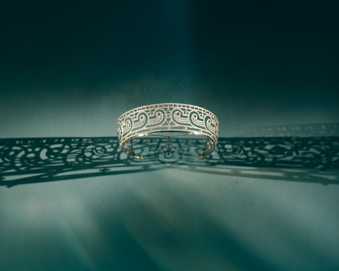 Diadema Grego, Joseph Chaumet, 1909. Na exposição Chaumet in Majesty, Jewels of Sovereigns since 1780, no Mónaco.