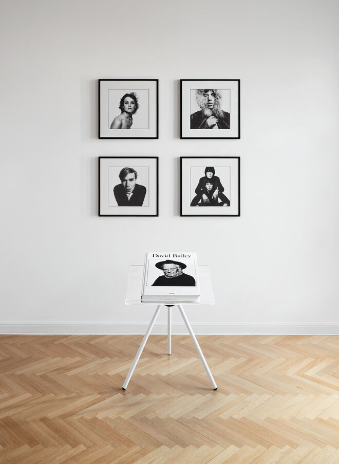 O livro David Bailey, Taschen, e fotografias do autor.  