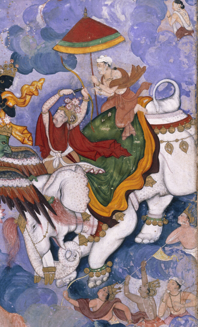 Krishna and Indra, de cerca de 1590, Lahore. Coleção do V&A. Na exposição Tim Walker: Wonderful Things, de 21 setembro a 8 de março de 2020, no V&A.