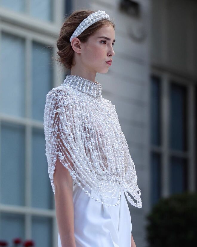 O corpete de pérolas e seda da coleção outono-inverno 2019/2020 da Ralph & Russo