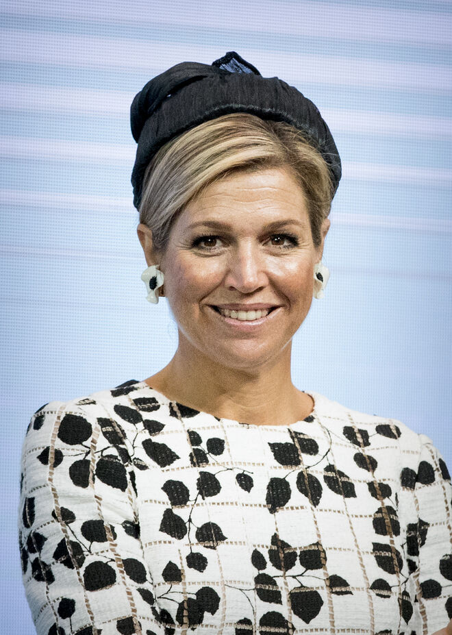 A rainha Máxima da Golanda na abertura da Biblioteca Asiática da Universidade Leiden, em setembro de 2017. 