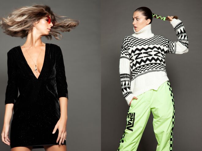 Styling e produção de moda: Patrícia Justino | Vestido: Molly Bracken, Botas Gioseppo: Triângulo das Bermudas, Colar e anel: Swarovski, Óculos: Produção |  Styling e produção de moda: @carolviewz | Camisola de malha: Relish, Calças xadrez: Vans, Stilletos prateados: Zara