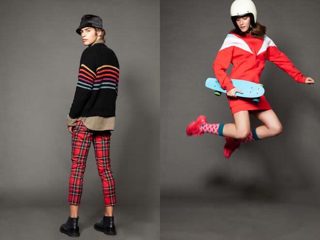 Styling e produção de moda: Karolline Calado |  Calças: Kiabi, Camisola de malha: Volcom, Camisa: Levi's, Botins: Decenio, Chapéu: New Era | Styling e produção de moda: Erika Rugiero | Vestido: Levi's, Capacete e Skate: Produção, Meias: Happy Socks, Ténis: Fila