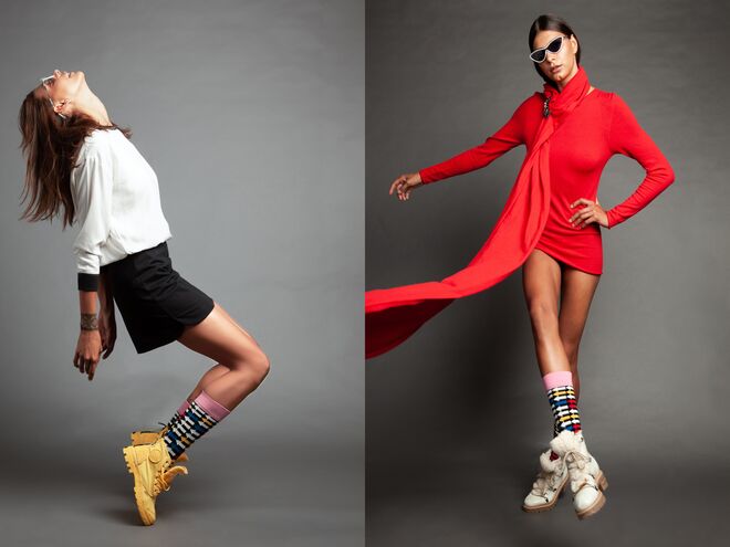 Styling e produção de moda: Gonçalo Leal  |  Vestido: Volcomm, Botas: Paladium, Meias: Happy Socks, Óculos: Marchon | Styling e produção de moda: @carolviewz | Botas: Lemon Jelly, Camisola e lenço: ANONYME, Pendente: Swarovski, Meias: Happy Socks