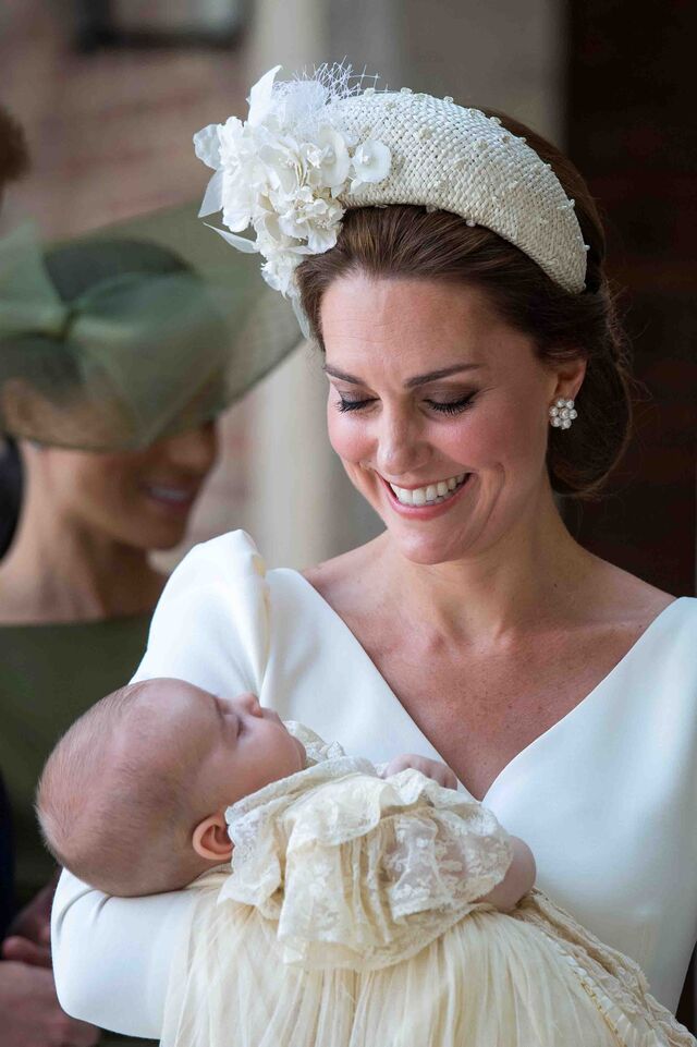 A duquesa de Cambridge, Kate, no batizado do príncipe Louis, em julho 2018.