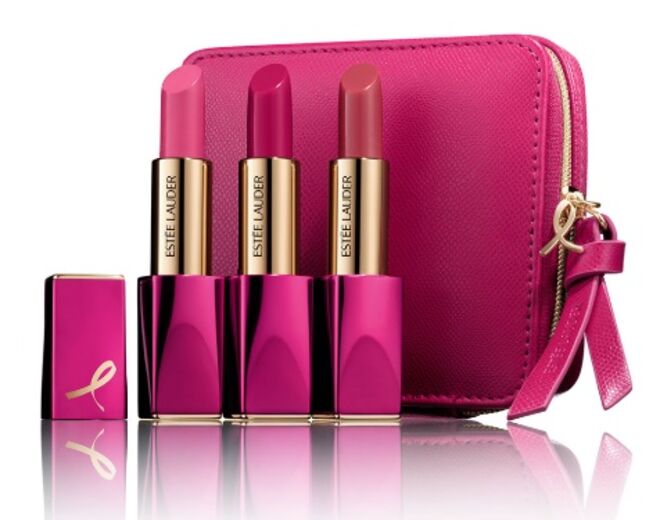 Coleção de batons Pink Perfection Lipstick, nos novos tons Pure Color Envy: Powerful, Tumultuous Pink e Rebellious Rose, €100, Estée Lauder
