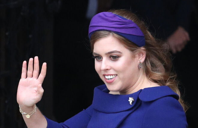 A princesa Beatrice no casamento da irmã, a princesa Eugenie, outubro de 2018.