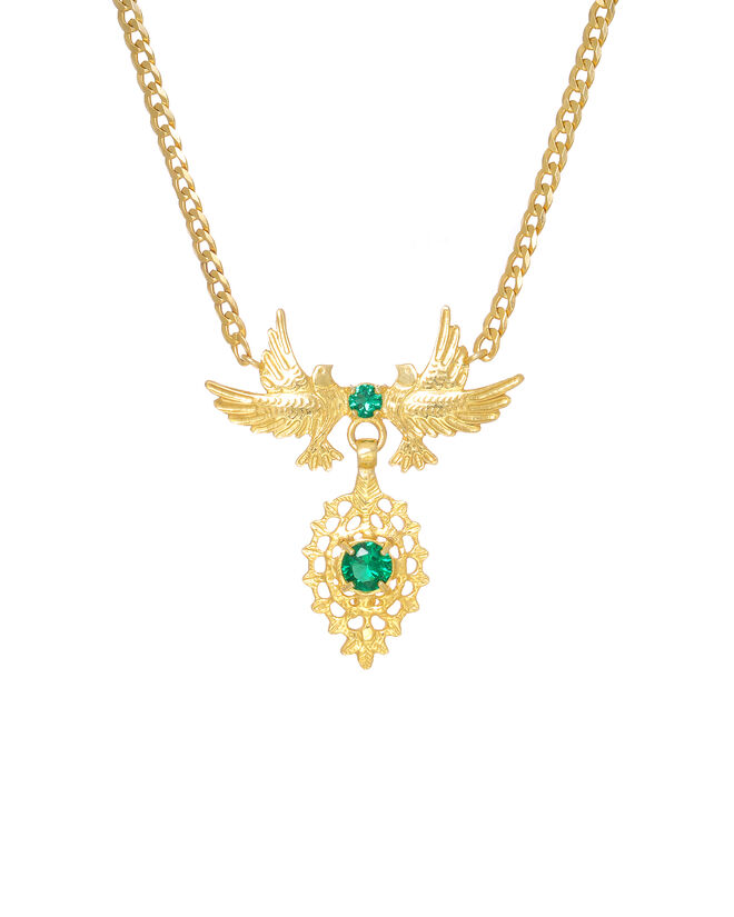 Colar Rainha Pomba  Esmeralda em Prata Dourada, €175, Ana Moura X Portugal Jewels