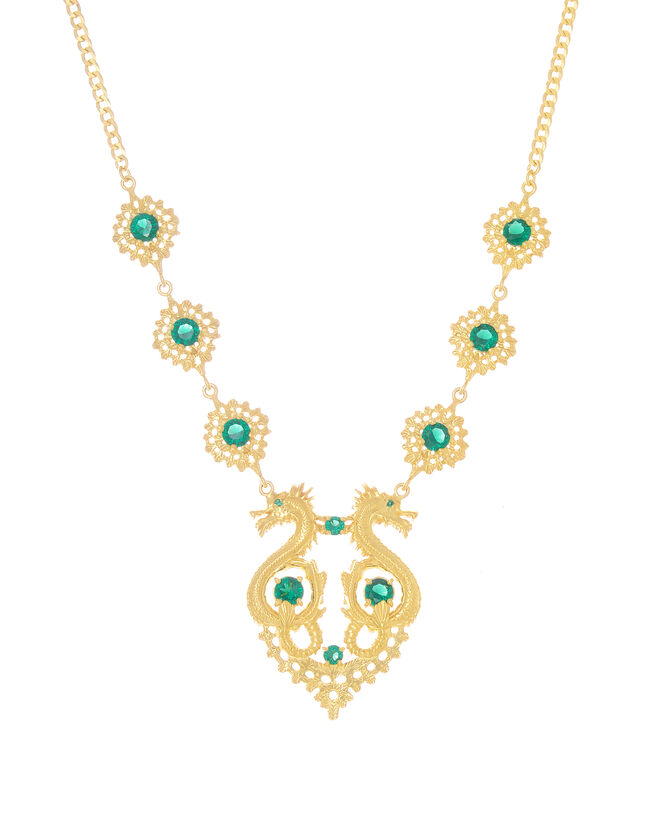Colar Rainha Dragão Esmeralda em Prata Dourada, €295, Ana Moura X Portugal Jewels