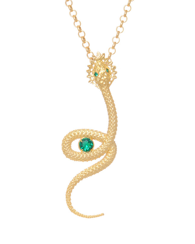 Colar Cobra Esmeralda em Prata Dourada, €160, Ana Moura X Portugal Jewels