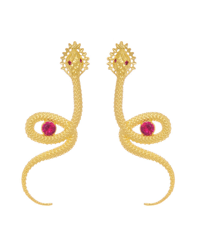 Brincos Cobra Rubi em Prata Dourada, €180, Ana Moura X Portugal Jewels