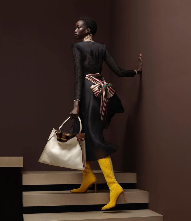 Botas stretch em tecido tecnológico, Fendi