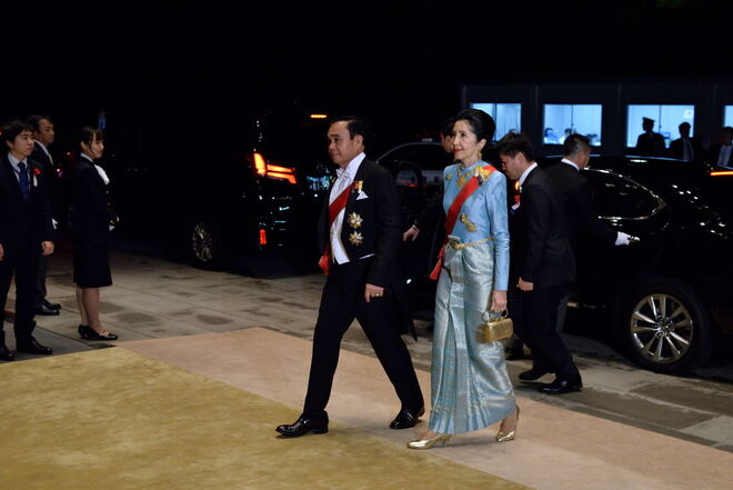 Primeiro Ministro da Tailândia, Prayut Chan-o-cha, e a esposa Naraporn Chan-ocha,