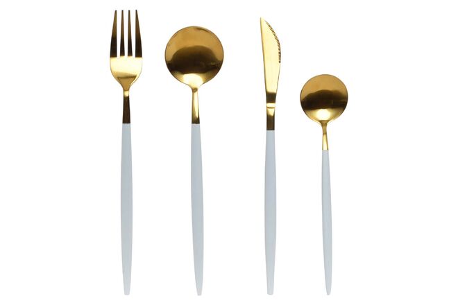 Conjunto 16 Talheres Inox Dourado e Branco, €41, Banak Importa