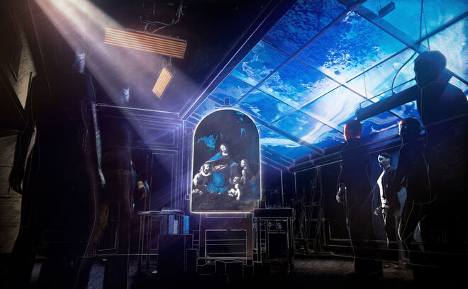 Visualização do atelier de Leonardo da Vinci. 