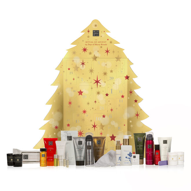 Calendário do Advento Exclusive, €59,90, Rituals | Inclui: 1 X spoon/spatula, 2 X The Ritual of Namaste Hydrating Ampoule 2ml, 1 X Wonder Mask 10g, 1 X The Ritual of Sakura Shower Scrub 70ml, 1 X The Ritual of Samurai Foaming Shower Gel Sport 50ml, 1 X The Ritual of Namasté Velvety Smooth Cleansing Foam 30ml, 1 X Nail Treat for gift set, 1 X The Ritual of Ayurveda Foaming Shower Gel 50ml, 1 X Advent Mini Candle Private Collection - Oriental Vetiver, 1 X Advent Mini Candle Private Collection - Sacred Saffron, 1 X Advent Mini Candle Private Collection - Savage Garden, 1 X Advent Mini Candle Private Collection - Precious Amber, 1 X Amsterdam Collection Body Mist 20ml, 1 X Amsterdam Collection Hand Wash 110ml, 1 X The Ritual of Namasté Pure Face Oil 5ml, 1 X The Ritual of Samurai Ice Shower 70ml, 1 X The Ritual of Dao Night Balm, 1 X The Ritual of Hammam Black Soap 70ml, 1 X Scrub Glove, 1 X The Ritual of Ayurveda Dry Oil VATA 30ml, 1 X The Ritual of Happy Buddha Body Cream 70ml, 1 X Miracle Wipes - Travel