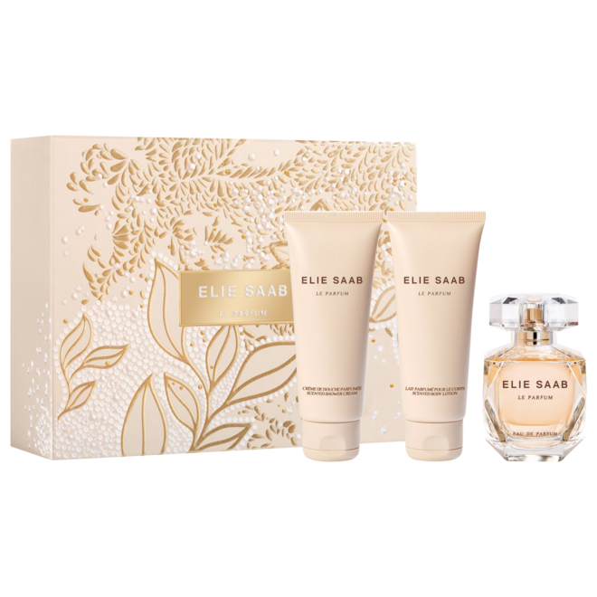 Elie Saab Coffret de Natal 2019 com Le Parfum, eau de parfum, 50 ml+ Loção Corporal 75 ml+ Gel Duche 75 ml, €90,99, Elie Saab