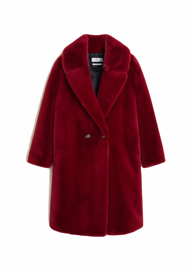 Sobretudo com efeito de pelo e lapelas máxi, €99,99, Mango