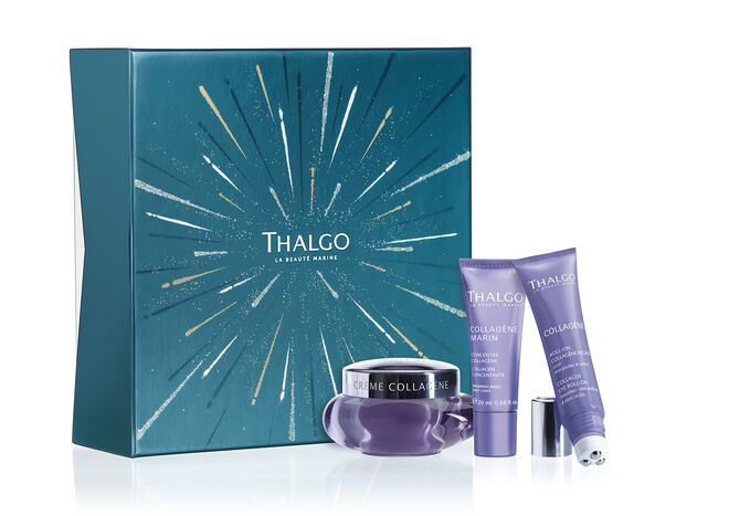 Coffret Collagene com Creme Collagene 50 ml + Concentre Collagene 20 ml + Roll On Regard 15 ml, €106, Thalgo