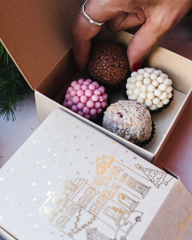 Caixa com 4 brigadeiros, €8, Brigadeirando