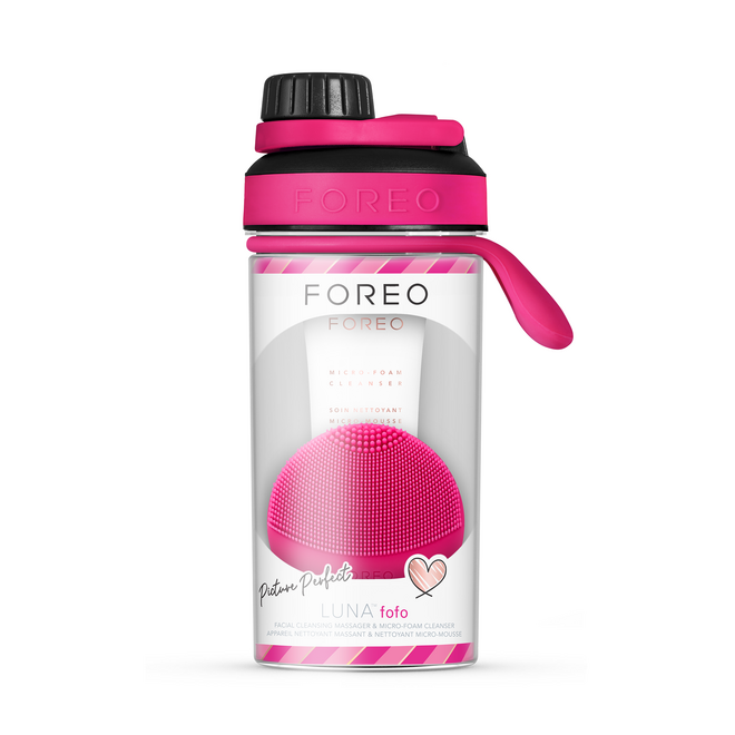 Luna fofo e micro-foam cleanser, 20 ml, com uma garrafa de água sem BPA, €99, Foreo, exclusivo na Sephora