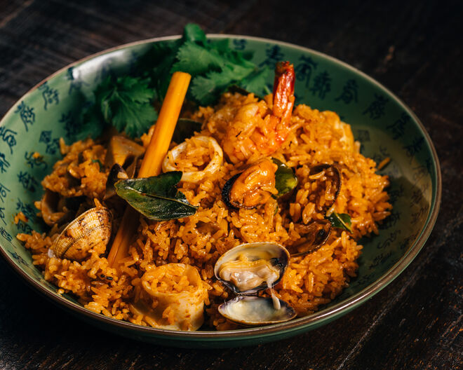 Khao Pad Tom Yam Talay- Arroz Frito Tom Yam com Marisco, €19,50