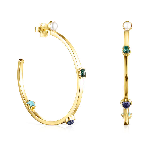 Brincos Glory em ouro vermeil com pedras preciosas, €295, Tous 