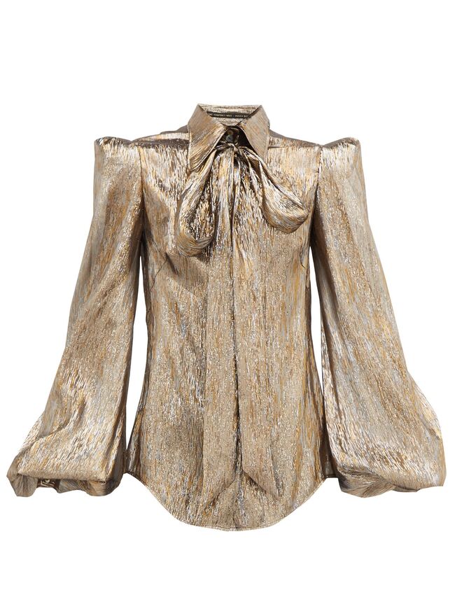 Blusa em seda e lamé, €898, The Vampire's Wife, em matchesfashion.com
